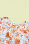 Orange Split V Neck Floral Print Dolman Blouse-Tops-MomFashion