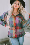 Multicolor Brushed Checked Western Buttoned Jacket-Outerwear-MomFashion