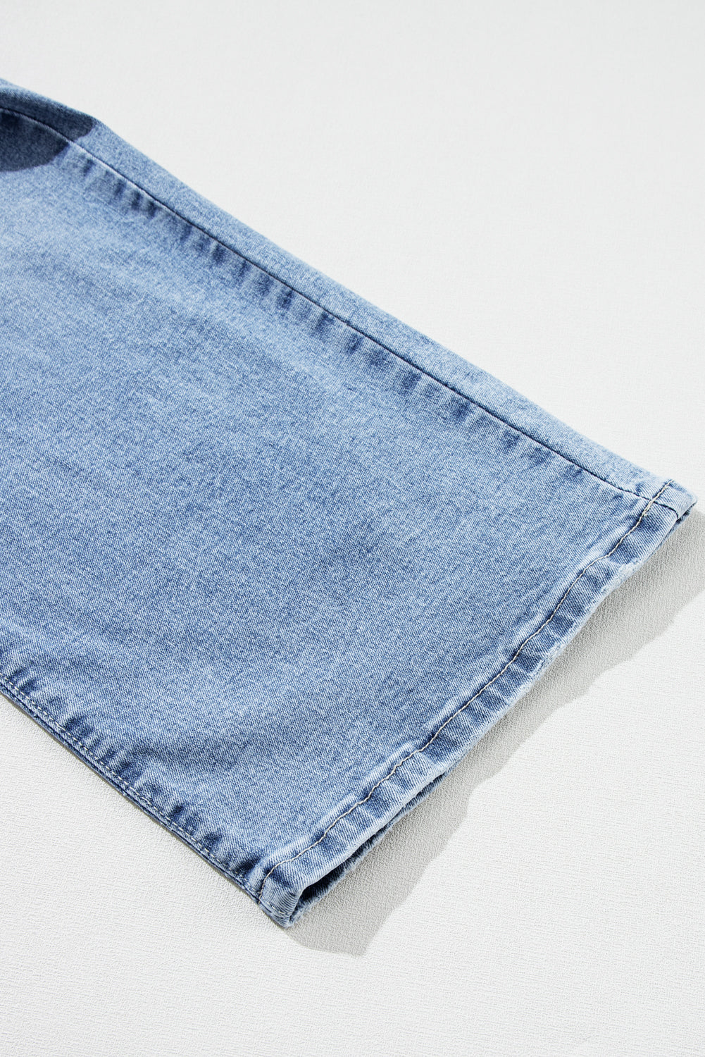 Light Blue High Rise Distressed Straight Leg Jeans-Bottoms-MomFashion