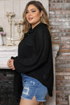 Black Plus Size Chest Pocket Waffle Knit Shirt-Plus Size-MomFashion