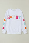 White Glitter Howdy Patch Graphic Casual Sweatshirt-Tops-MomFashion