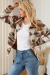 Multicolor Aztec Print Button Up Long Sleeve Jacket-Outerwear-MomFashion