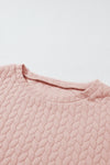 Pale Chestnut Side Buttons Cable Textured Sweatshirt-Tops-MomFashion