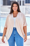 Apricot Shimmer Ribbed Texture Plus Size Cardigan-Plus Size-MomFashion