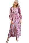 Multicolour Boho Paisley Print V Neck Empire Waist Maxi Dress-Dresses-MomFashion