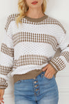 Multicolour Vertical Stripes Two Tones Drop Shoulder Sweater-Tops-MomFashion