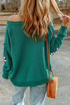 Green Sequined Candy Canes Gingerbread Man Sweater-Tops-MomFashion