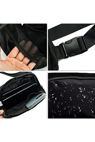 Black Waterproof Zipped Crossbody Chest Bag 20*5*14cm-Shoes & Bags-MomFashion