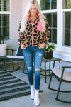 Leopard Colorblock Pocket Zipper Fuzzy Fleece Jacket-Outerwear-MomFashion