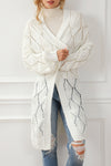 White Rhombus Hollowed Knit Open Front Cardigan-Tops-MomFashion