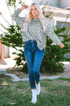 Leopard Animal Print Stitching Loose Long Sleeve Top-Tops-MomFashion