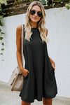 Black Crisscross Cut-out Back Knit Sleeveless Dress-Dresses-MomFashion