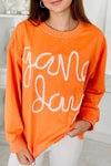 Carrot Contrast Game Day Graphic Casual Top-Tops-MomFashion