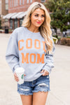 Gray Cool Mom Graphic Print Cording Sweatshirt-Tops-MomFashion