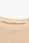 Khaki Drop Shoulder Ribbed Trim Oversized Sweatshirt-Tops-MomFashion