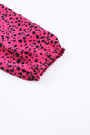 Rose Leopard Print Pleated Blouse with Keyhole-Tops-MomFashion