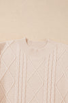 Parchment Cable Knit Mock Neck Cap Sleeve Sweater-Tops-MomFashion