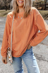 Orange Ribbed Corded Oversized Sweatshirt-Tops-MomFashion