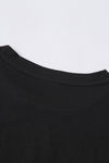 Black Solid Color Crew Neck Tee-Tops-MomFashion