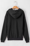 Black Fleece Lined Kangaroo Pocket Drawstring Chunky Hoodie-Tops/Sweatshirts & Hoodies-MomFashion