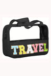 Black TRAVEL Chenille Letter Clear PVC Makeup Bag-Accessories-MomFashion