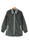 Gray Corduroy Trim Elbow Patch Sherpa Jacket-Outerwear-MomFashion