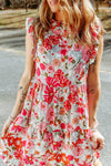 White Ruffled Tank Floral Dress-Dresses-MomFashion