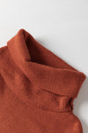 Clay Red Color Block Turtle Neck Drop Shoulder Knit Sweater-Tops-MomFashion