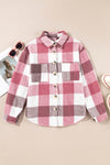 Plaid Color Block Buttoned Long Sleeve Jacket with Pocket-Outerwear-MomFashion