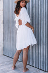 White Bow Knot Square Neck Ruffled High Waist Mini Dress-Dresses-MomFashion