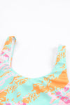 Sky Blue Abstract Waves Print High Waist Bikini Swimsuit-Swimwear-MomFashion