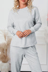 Gray Long Sleeve Pullover and Jogger Pants Lounge Set-Loungewear-MomFashion