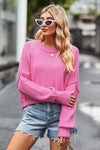 Ribbed Trim Drop Shoulder Baggy Sweater-Tops-MomFashion