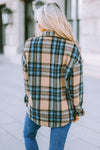 Brown Plaid Color Block Buttoned Shirt with Pockets-Tops-MomFashion