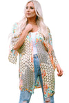 Multicolor Floral Open Sheer Shimmer Kimono-Outerwear-MomFashion