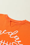 Orange Game Day Lettering Rugby Notched Neck Sweatshirt-Tops-MomFashion