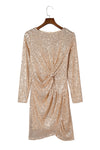 Apricot Knot Pack Hip Sequin Dress-Dresses-MomFashion