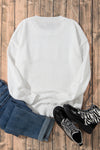 White XOXO Glitter Print Round Neck Casual Sweater-Tops-MomFashion