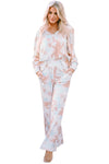 Multicolor Tie Dye Print V Neck High Waist Lounge Set-Loungewear-MomFashion