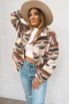 Multicolor Aztec Print Button Up Long Sleeve Jacket-Outerwear-MomFashion