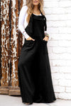 Black Knotted Straps Patch Pocket Wide Leg Jumpsuit-Bottoms-MomFashion