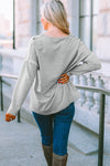 Gray Pocketed Oversized Drop Sleeve Top-Tops-MomFashion