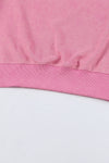 Pink Drop Shoulder Ribbed Trim Oversized Sweatshirt-Tops-MomFashion