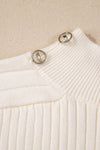 White Ribbed Knit High Neck Sweater Vest-Sweaters & Cardigans/Sweater Vests-MomFashion