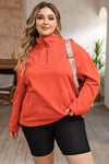 Orange O-ring Zipper Pocketed Plus Size Sweatshirt-Plus Size-MomFashion