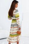 Multicolor Lace Up Tie-dye Print Long Shirt Dress-Dresses-MomFashion