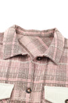 Pink Plus Size Macrame Plaid Coat-Plus Size-MomFashion