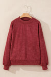 Red Dahlia Drop Shoulder Crew Neck Pullover Sweatshirt-Tops-MomFashion