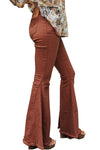 High Waist Raw Hem Flare Jeans-Bottoms-MomFashion