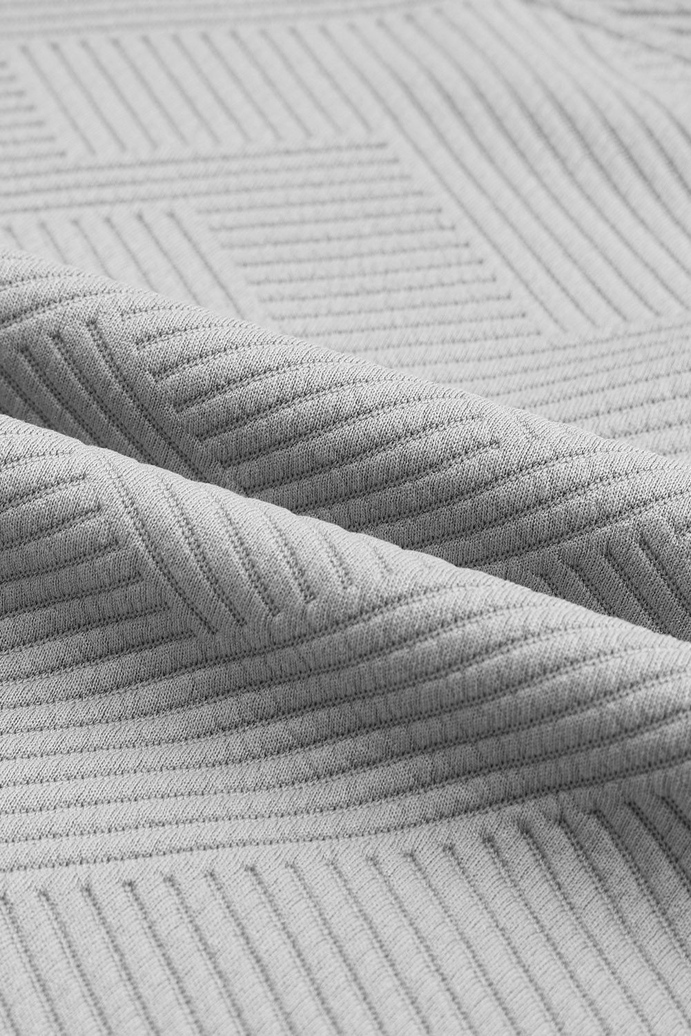 Gray Textured Long Sleeve Top and Drawstring Shorts Set-Loungewear-MomFashion